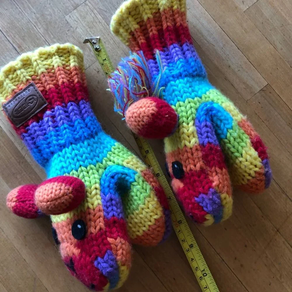 Kyber Rainbow Dog Kids Wool Blend Mittens Fleece Lined